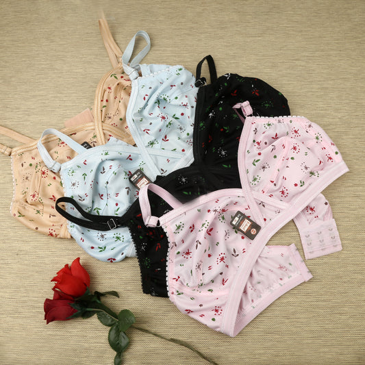 Pack of 4 Bra soft  Fabric Printed jersey bra